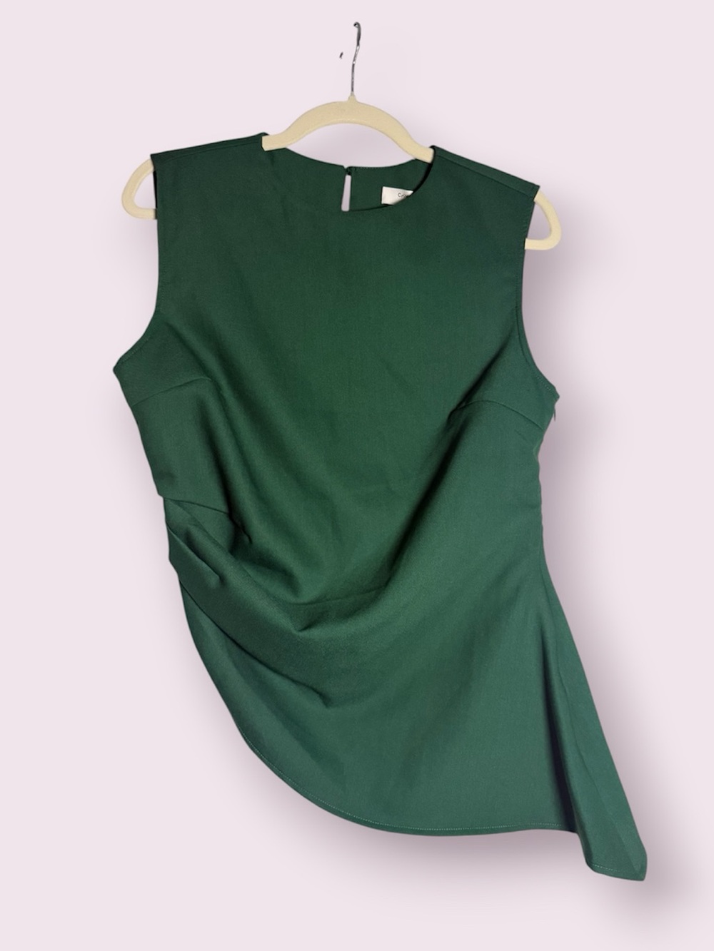 Commense Dark Green Asymmetrical Sleeveless Blouse Size Large